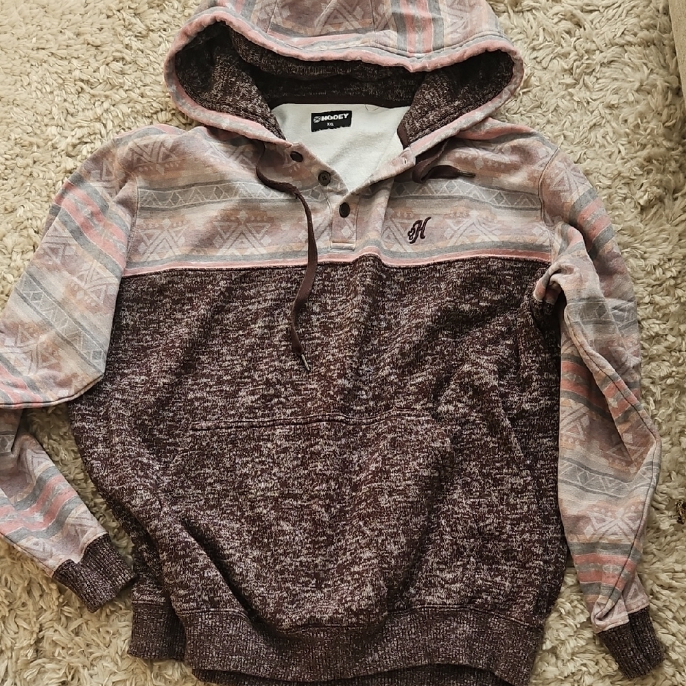 Hooey Men's Brown and Pink Patterned Sweater